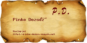 Pinke Dezső névjegykártya